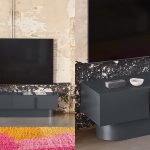 Un meuble tv en finition bois MDF laqué en gris anthracite.